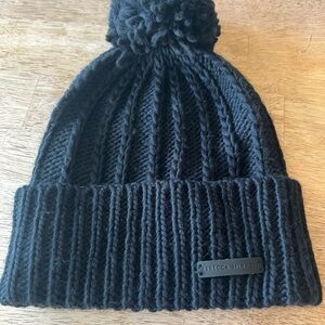 Rebecca Minkoff black knit beanie with pompom